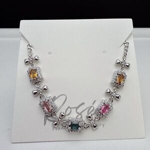 SGB5 S925 Stamped Rainbow Tourmaline Bracelet 6.5+1”